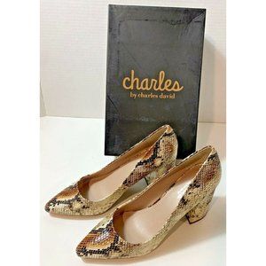 Charles by Charles David Woman's Snake Print Heels Size 7.5 New In Box